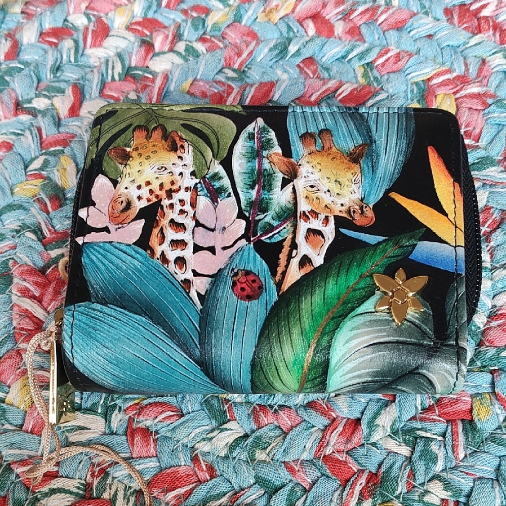 Anuschka Colorful Giraffe Print Wallet